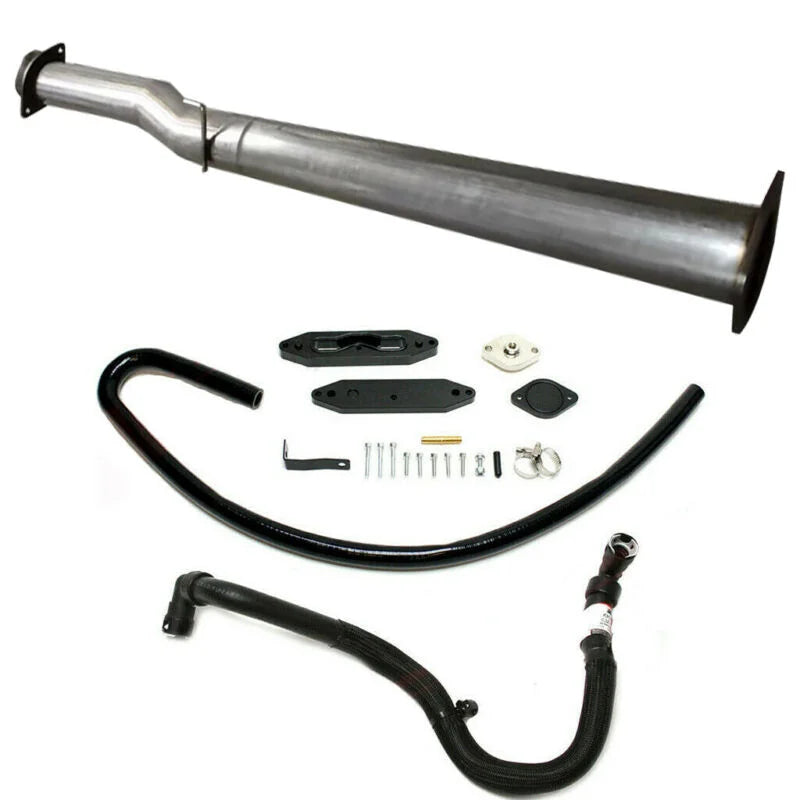 2011-2019 6.7L Powerstroke 4'' Race Pipe + EGR Valve Cooler Delete Kit W/ Passthrough Plate Exhaust Coolant Line Kit